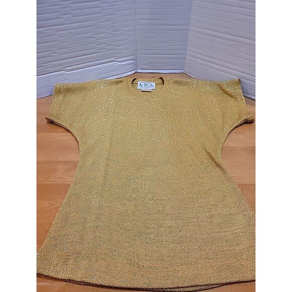 authentic A.K.A. Women's Gold Blouse Size M Vintage,Holiday Party,Classy! USmade - Picture 1 of 8